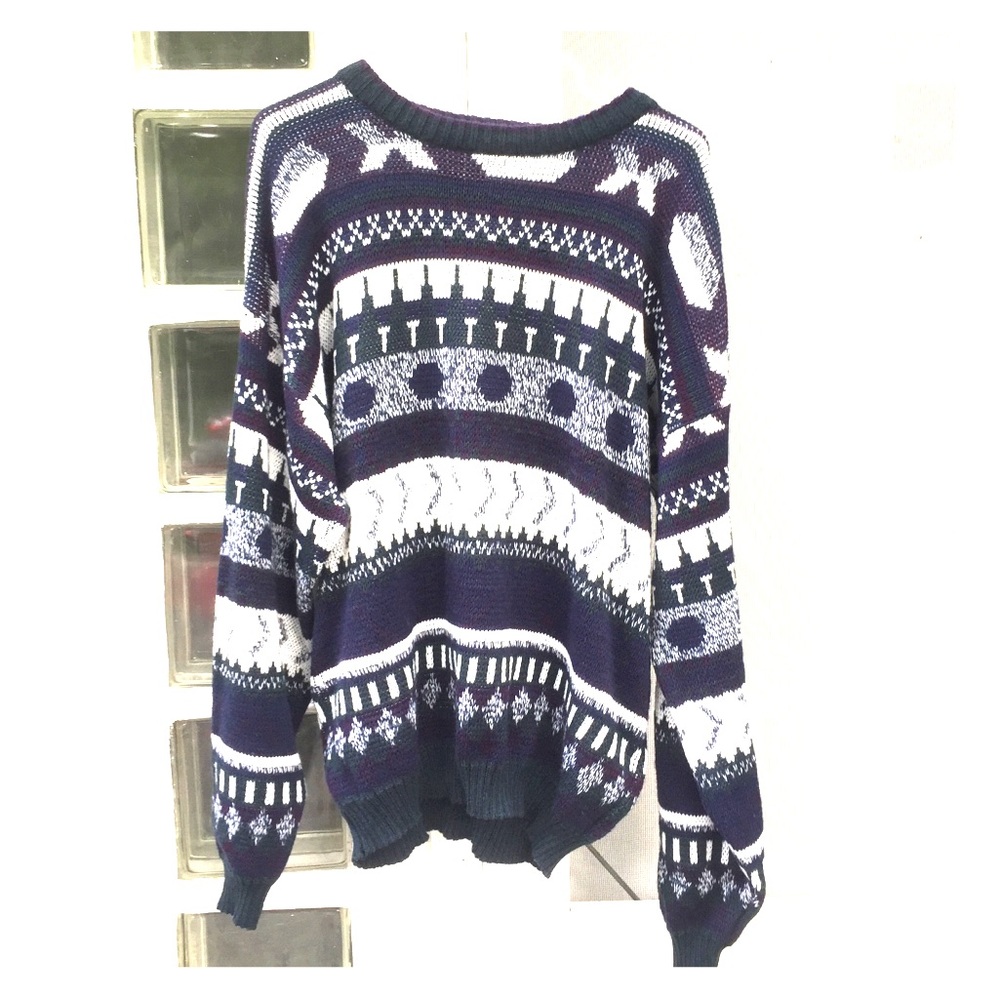 Vintage Todays News Crewneck Pullover Knit Sweater